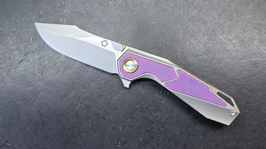 Sixleaf SL-98 Purple Titanium Ti/CF Handle M390 Blade (SALE price in cart)