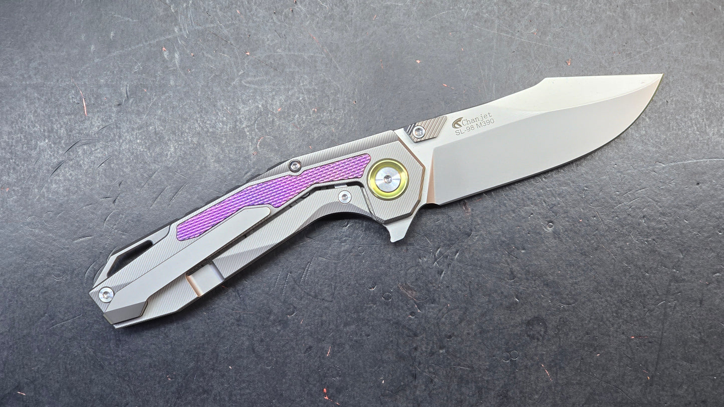 Sixleaf SL-98 Purple Titanium Ti/CF Handle M390 Blade (SALE price in cart)
