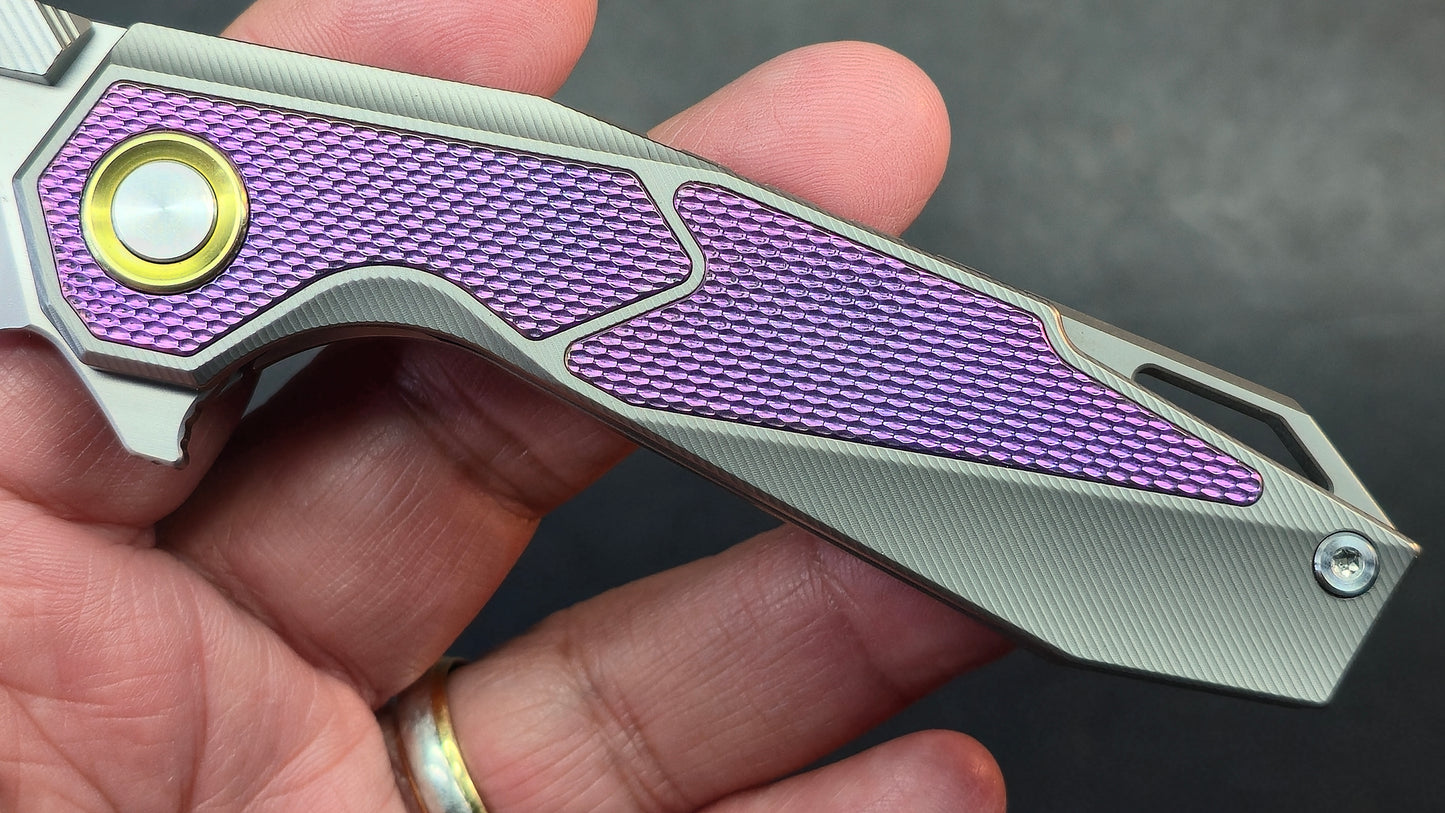 Sixleaf SL-98 Purple Titanium Ti/CF Handle M390 Blade (SALE price in cart)