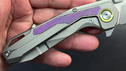 Sixleaf SL-98 Purple Titanium Ti/CF Handle M390 Blade (SALE price in cart)