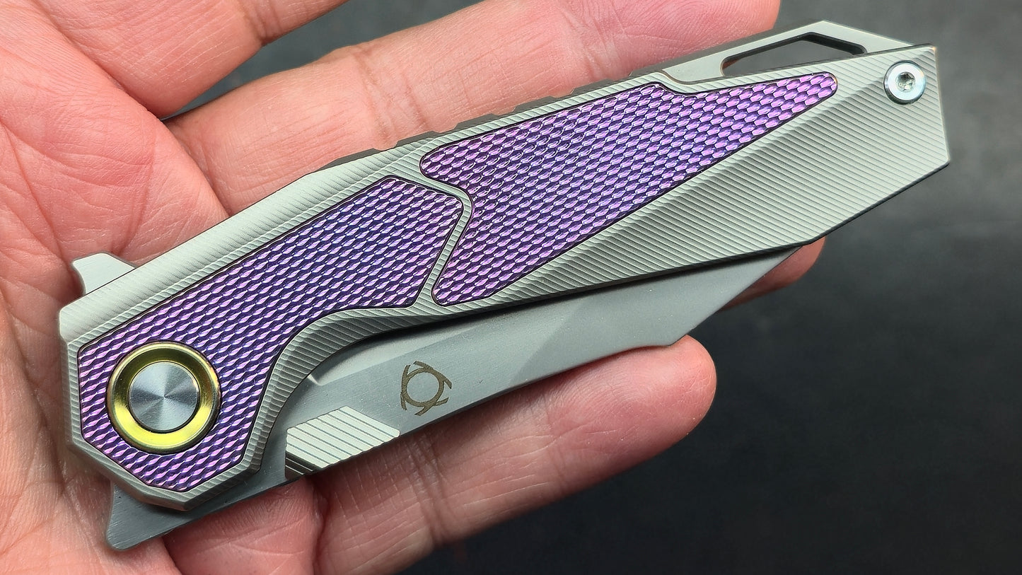 Sixleaf SL-98 Purple Titanium Ti/CF Handle M390 Blade (SALE price in cart)