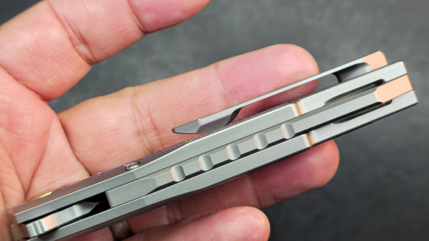 Sixleaf SL-98 Purple Titanium Ti/CF Handle M390 Blade (SALE price in cart)