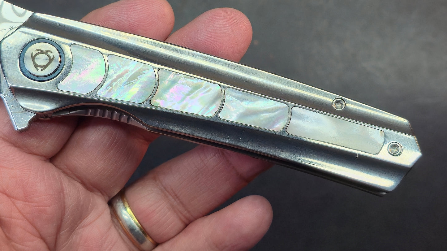 Sixleaf SL-95 Titanium Turquoise/Mother of Pearl Handle RWL34+PMC27 (SALE price in cart)