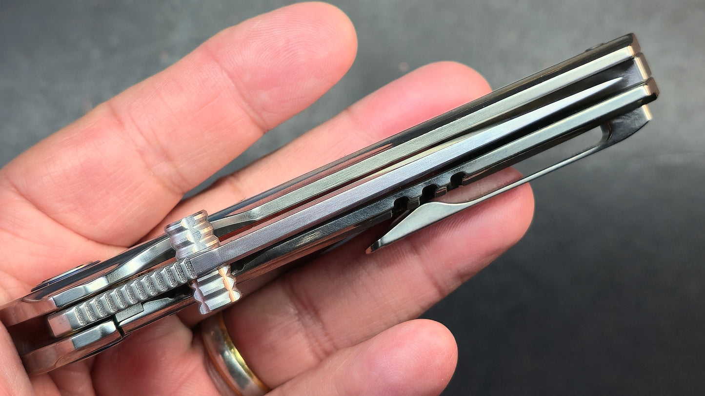 Sixleaf SL-95 Titanium Turquoise/Mother of Pearl Handle RWL34+PMC27 (SALE price in cart)