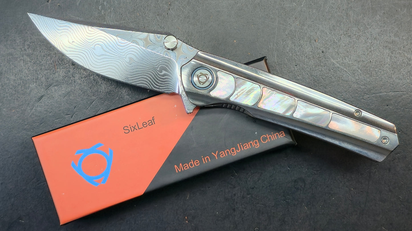 Sixleaf SL-95 Titanium Turquoise/Mother of Pearl Handle RWL34+PMC27 (SALE price in cart)