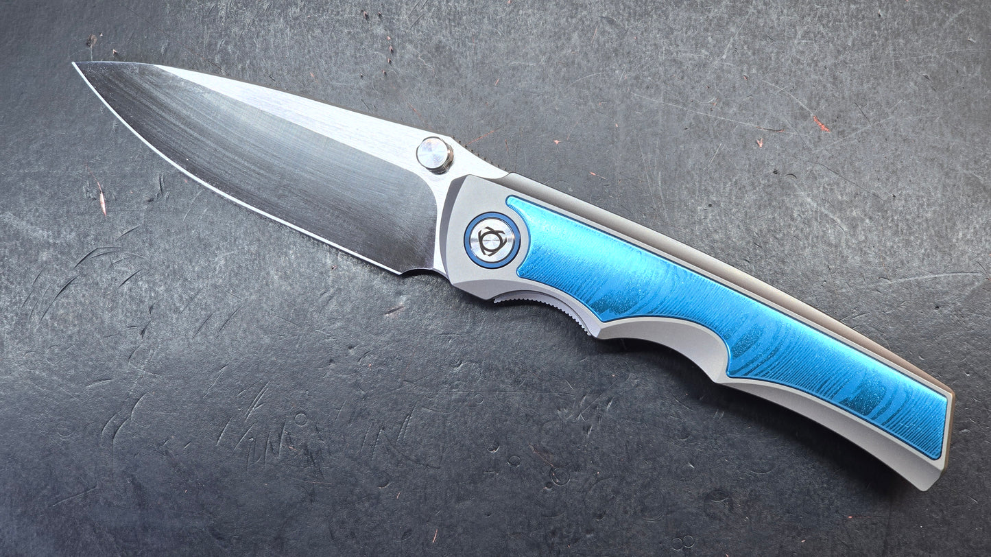 Sixleaf SL-79 Titanium Aluminum Damascus Insert Handle 10CR15MOV Blade (SALE price in cart)