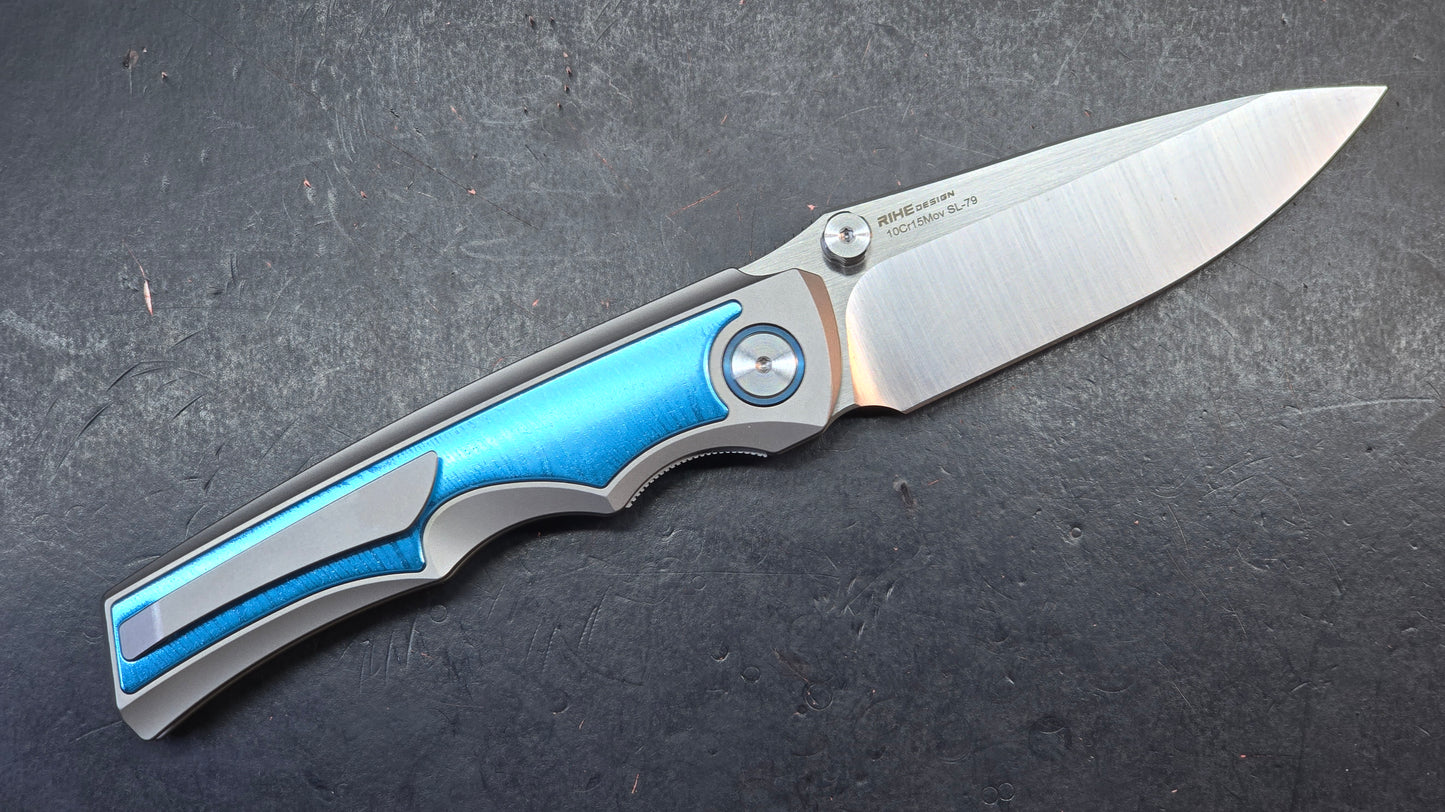 Sixleaf SL-79 Titanium Aluminum Damascus Insert Handle 10CR15MOV Blade (SALE price in cart)