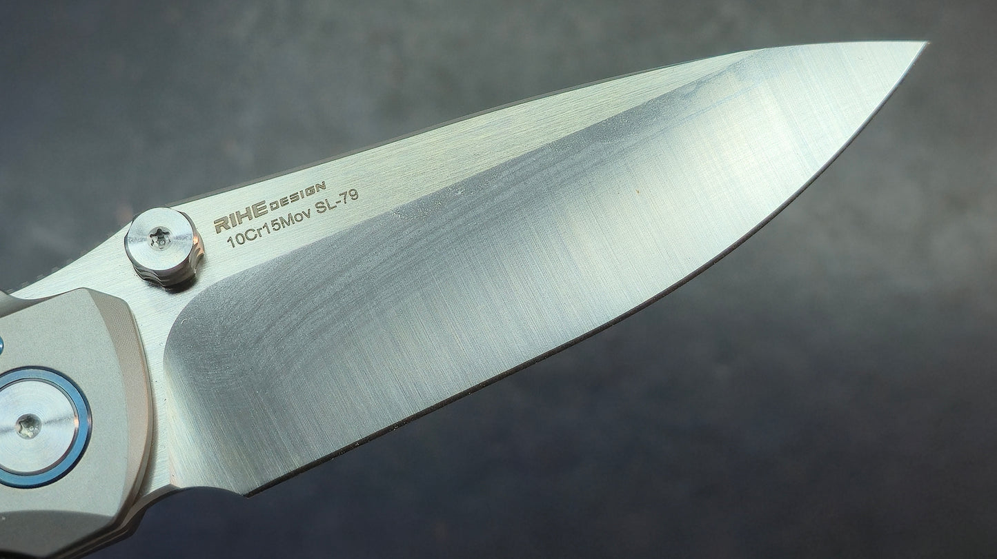 Sixleaf SL-79 Titanium Aluminum Damascus Insert Handle 10CR15MOV Blade (SALE price in cart)