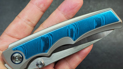 Sixleaf SL-79 Titanium Aluminum Damascus Insert Handle 10CR15MOV Blade (SALE price in cart)