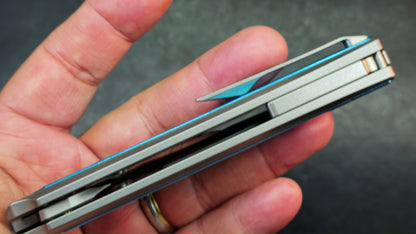 Sixleaf SL-79 Titanium Aluminum Damascus Insert Handle 10CR15MOV Blade (SALE price in cart)