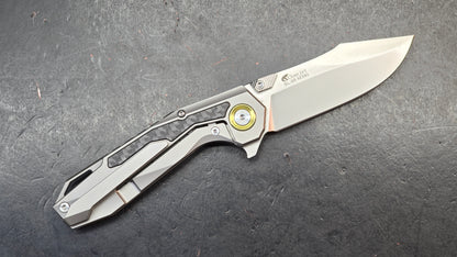 Sixleaf SL-98 Purple Titanium Ti/CF Handle M390 Blade (SALE price in cart)