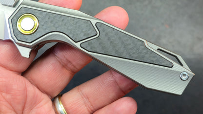 Sixleaf SL-98 Purple Titanium Ti/CF Handle M390 Blade (SALE price in cart)