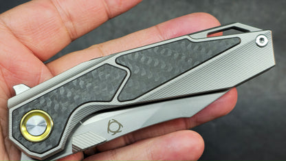 Sixleaf SL-98 Purple Titanium Ti/CF Handle M390 Blade (SALE price in cart)