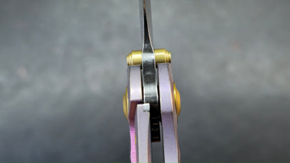 Kansept Caveman Purple Anodized and Stonewashed Titanium with CNC-machined Rock Pattern | 3.57" CPM 20CV Blade