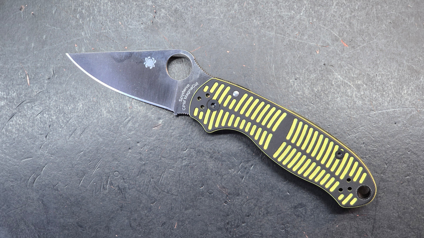 Spyderco Para 3 Salt Compression Lock Yellow/Black G10 Handle Satin MagnaCut Blade