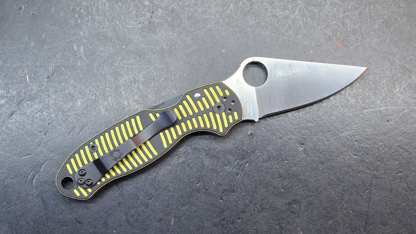 Spyderco Para 3 Salt Compression Lock Yellow/Black G10 Handle Satin MagnaCut Blade