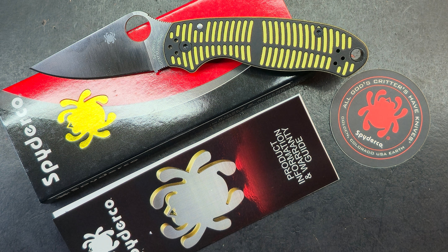 Spyderco Para 3 Salt Compression Lock Yellow/Black G10 Handle Satin MagnaCut Blade