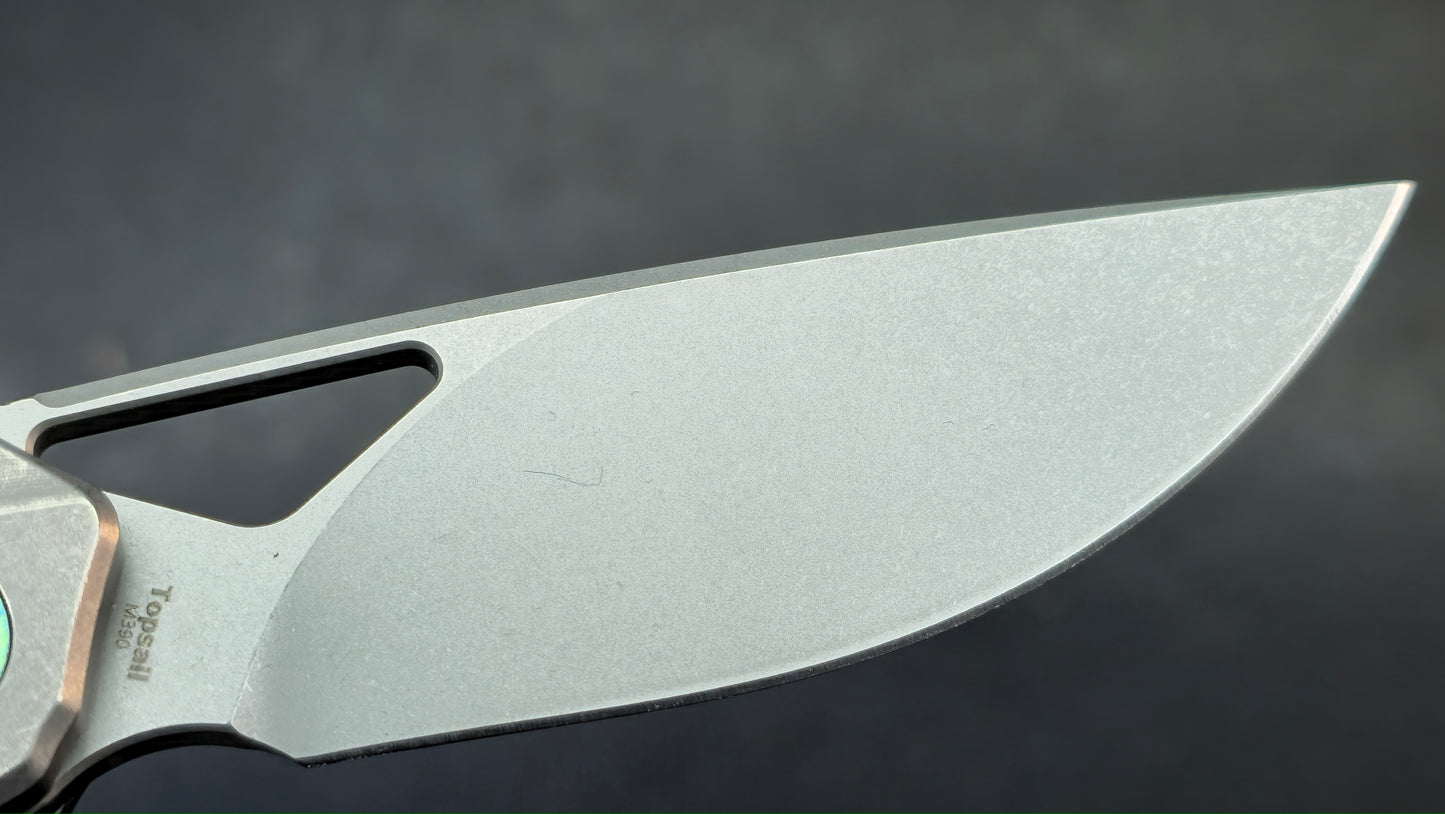 Kizer Topsail Green Titanium/Crystallized Titanium Handle M390