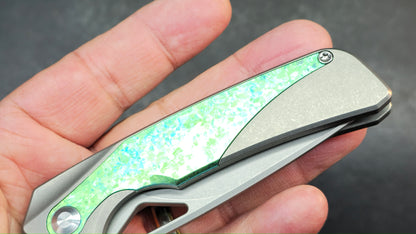 Kizer Topsail Green Titanium/Crystallized Titanium Handle M390