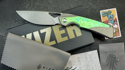 Kizer Topsail Green Titanium/Crystallized Titanium Handle M390