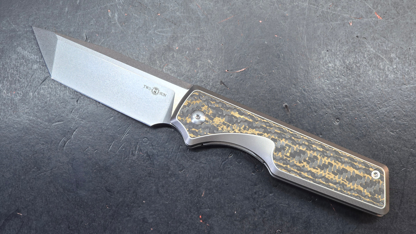 TwoSun TS436 Black/Yellow Titanium/Carbon Fiber Handle M390