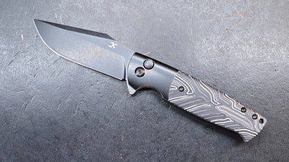 Kansept Shikari SBL Button Lock K2027B1 Stonewashed Titanium + Black White Gmascus CPM S35VN Black Stonewashed (DISCOUNT IN CART)