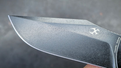 Kansept Shikari SBL Button Lock K2027B1 Stonewashed Titanium + Black White Gmascus CPM S35VN Black Stonewashed (DISCOUNT IN CART)