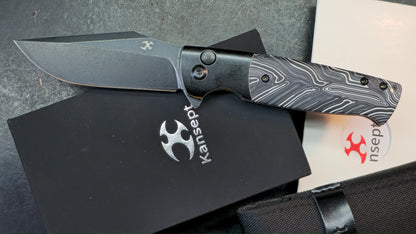 Kansept Shikari SBL Button Lock K2027B1 Stonewashed Titanium + Black White Gmascus CPM S35VN Black Stonewashed (DISCOUNT IN CART)