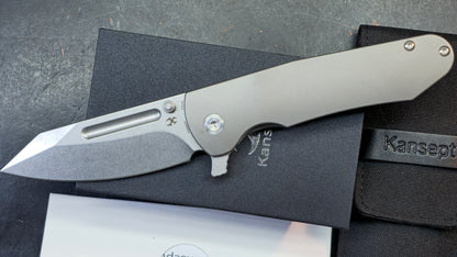 KANSEPT Superhawk Flipper Knife Titanium Handle 3.89'' CPM S35VN (DISCOUNT IN CART)