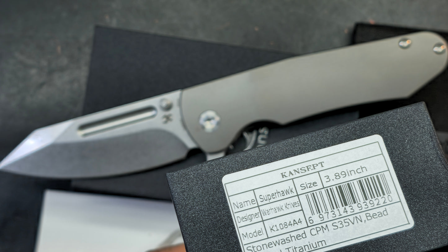 KANSEPT Superhawk Flipper Knife Titanium Handle 3.89'' CPM S35VN (DISCOUNT IN CART)