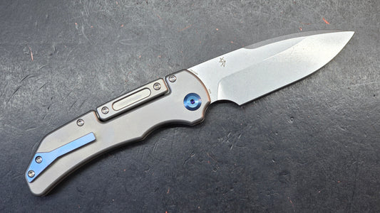 Kansept Hazard Stonewash Titanium Handle (includes practice blade) S45VN (Discount in Cart)