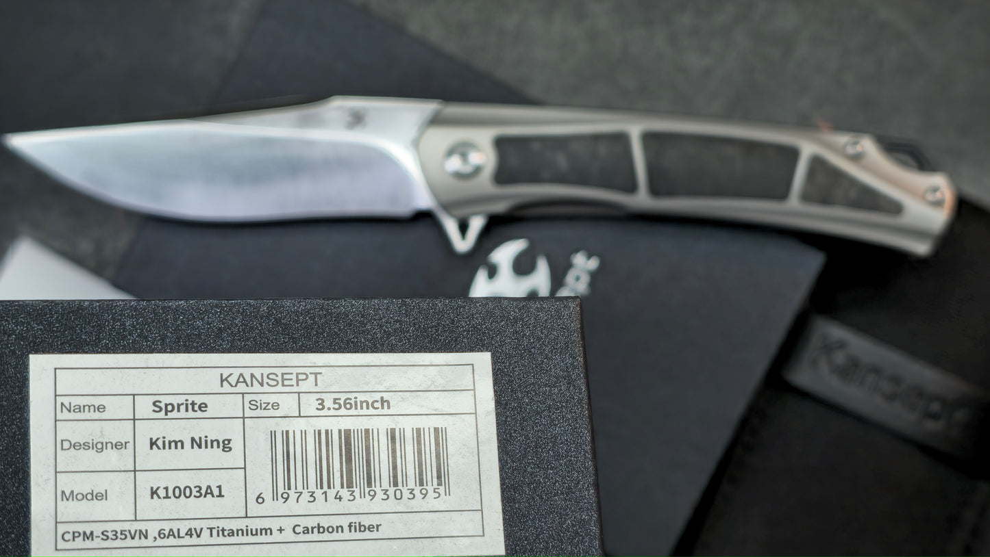 KANSEPT Sprite Titanium Carbon Fiber 3.58” CPM-S35VN Blade, (DISCOUNT IN CART)