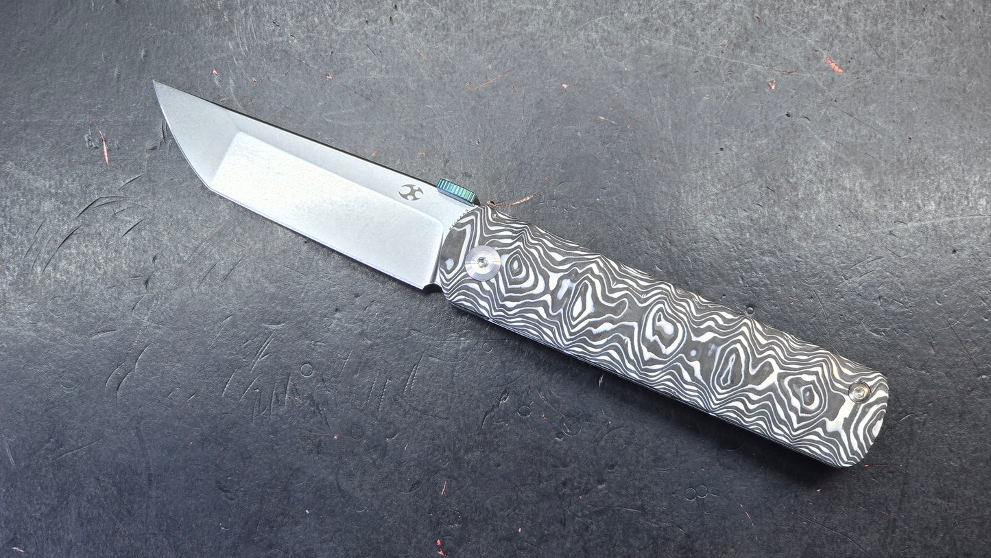 Kansept BTF Black White Nebula Carbon Fiber Handle S35VN (DISCOUNT IN CART)