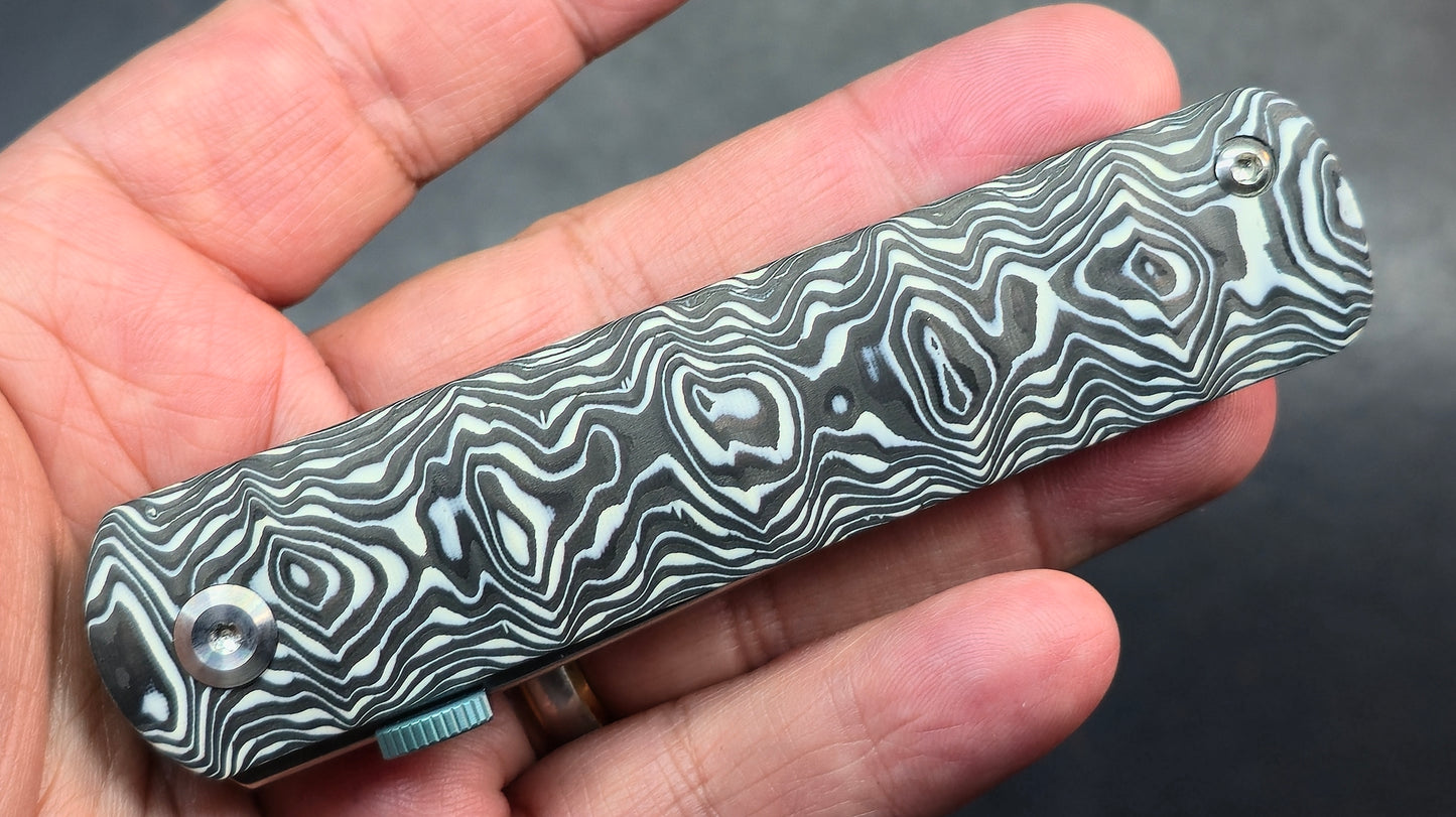 Kansept BTF Black White Nebula Carbon Fiber Handle S35VN (DISCOUNT IN CART)