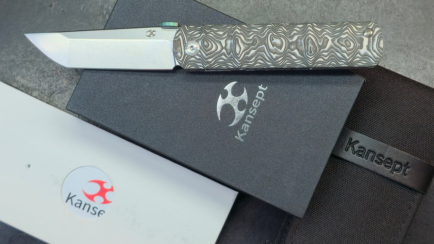 Kansept BTF Black White Nebula Carbon Fiber Handle S35VN (DISCOUNT IN CART)