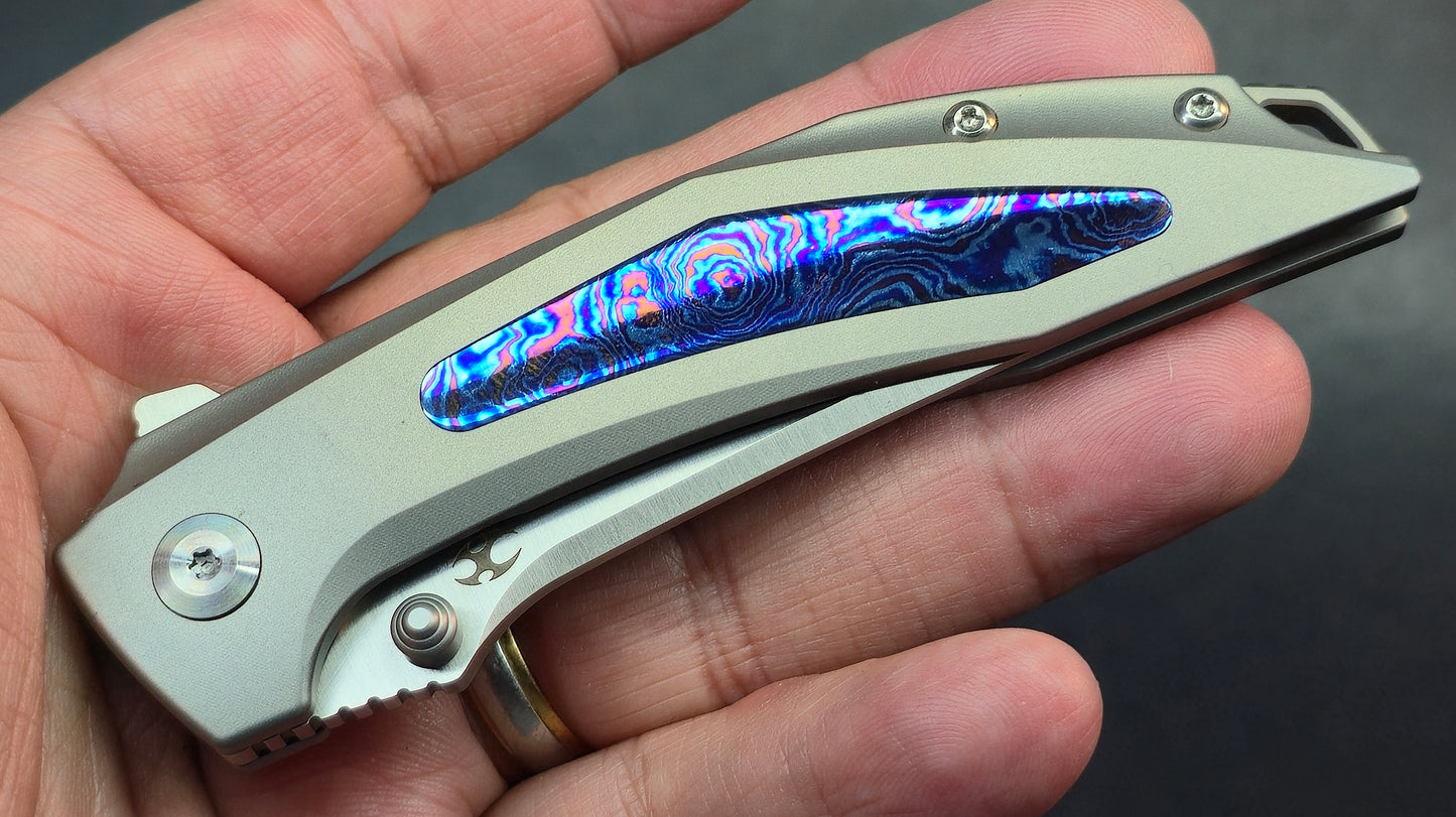 Kansept Knives Baku Titanium Handles with Timascus Inlay 3.2" CPM-S35VN (DISCOUNT IN CART)