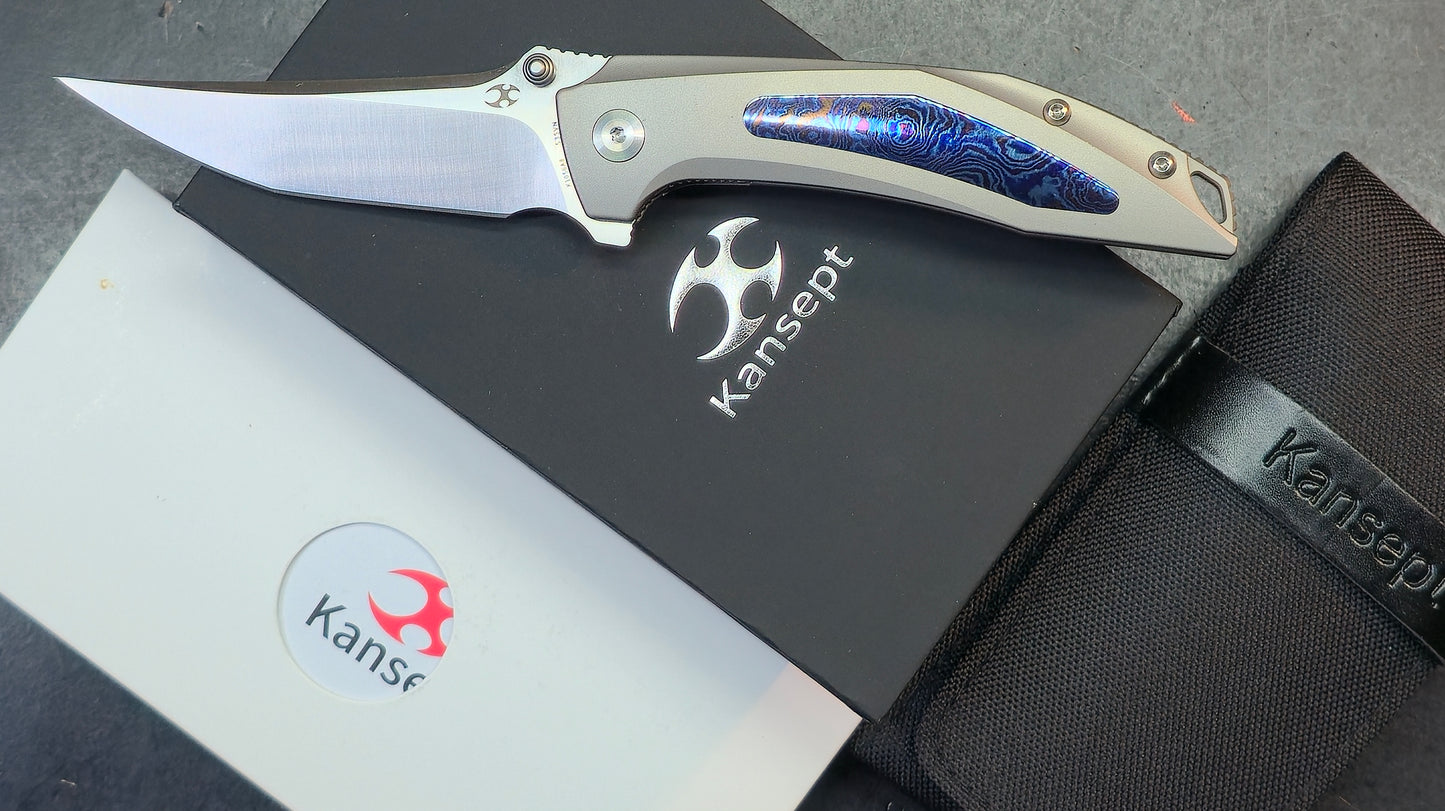 Kansept Knives Baku Titanium Handles with Timascus Inlay 3.2" CPM-S35VN (DISCOUNT IN CART)