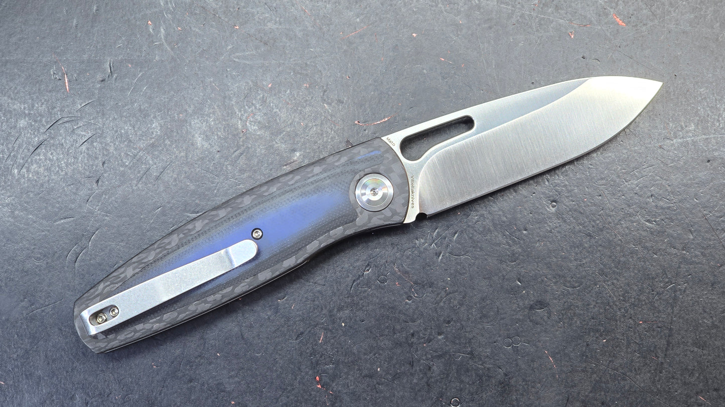 Kansept Mato Twill Carbon Fiber Blue/Black G10 Inlays 3.3" S35VN (DISCOUNT IN CART)