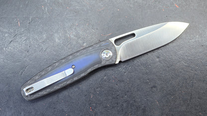 Kansept Mato Twill Carbon Fiber Blue/Black G10 Inlays 3.3" S35VN (DISCOUNT IN CART)