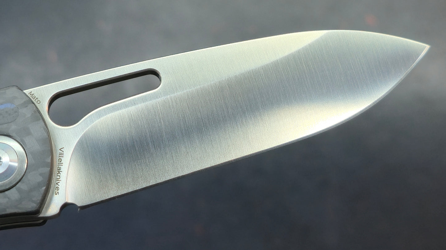 Kansept Mato Twill Carbon Fiber Blue/Black G10 Inlays 3.3" S35VN (DISCOUNT IN CART)