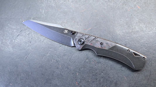 Kansept Weim Black/Red Titanium/Twill Carbon Fiber S35VN Sheepsfoot (DISCOUNT IN CART)