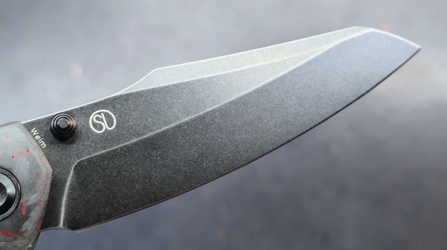 Kansept Weim Black/Red Titanium/Twill Carbon Fiber S35VN Sheepsfoot (DISCOUNT IN CART)