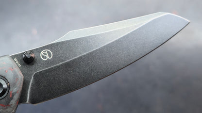 Kansept Weim Black/Red Titanium/Twill Carbon Fiber S35VN Sheepsfoot (DISCOUNT IN CART)