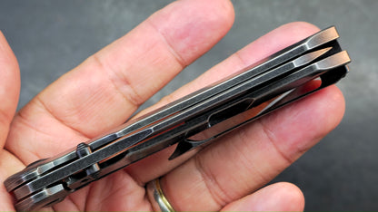 Kansept Weim Black/Red Titanium/Twill Carbon Fiber S35VN Sheepsfoot (DISCOUNT IN CART)