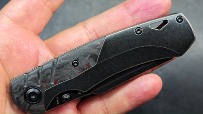 Kansept Weim Black/Red Titanium/Twill Carbon Fiber S35VN Sheepsfoot (DISCOUNT IN CART)