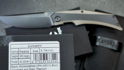 Kansept Folding Knife Naska Titanium CPM-S35VN (DISCOUNT IN CART)