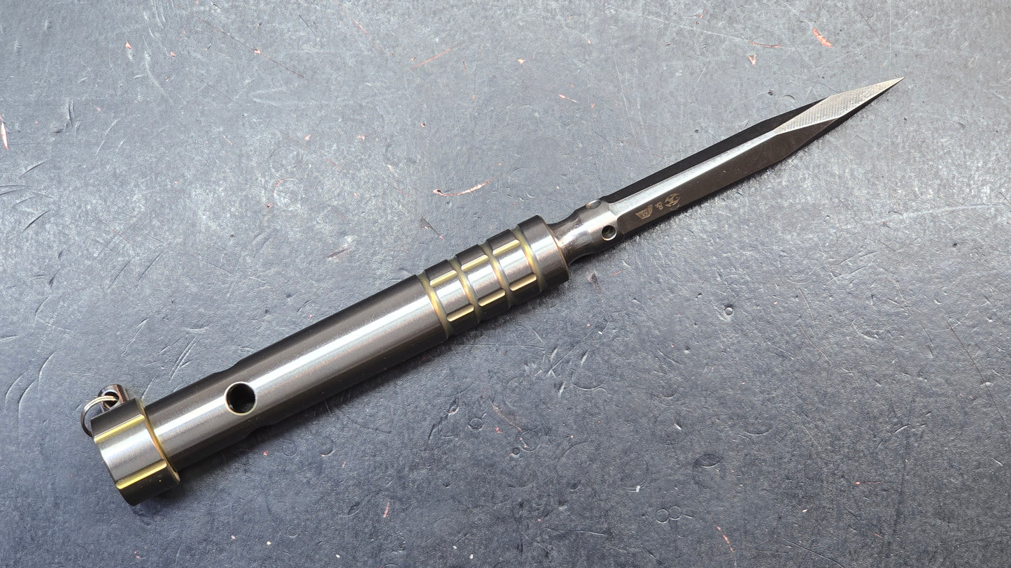 Kansept EDC Stiletto Plain / Black Anodized Titanium 5Cr13 Blade (DISCOUNT IN CART)