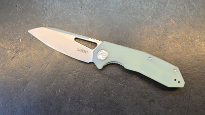 Kubey Vagrant Folding Knife Jade G10 Handle 14C28N
