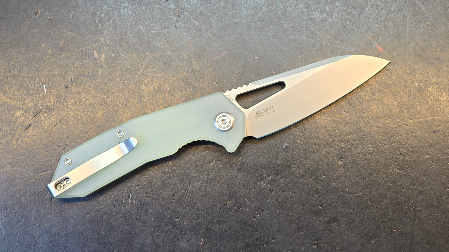 Kubey Vagrant Folding Knife Jade G10 Handle 14C28N