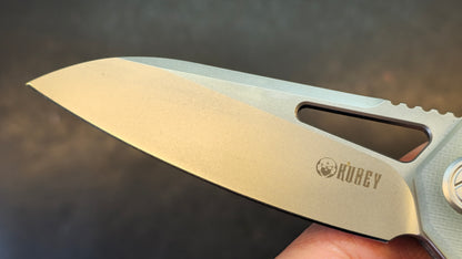 Kubey Vagrant Folding Knife Jade G10 Handle 14C28N